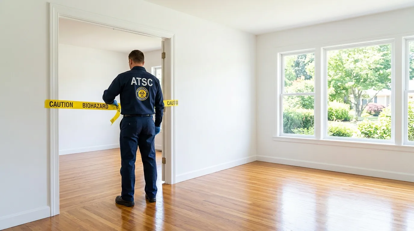 Certified biohazard cleanup crew performing Decomposition Cleanup in Allen
